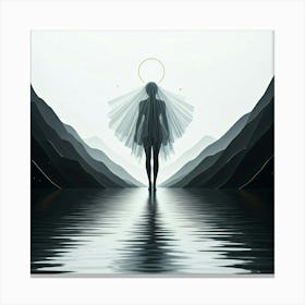 minimalistic Woman In A White Dress Canvas Print