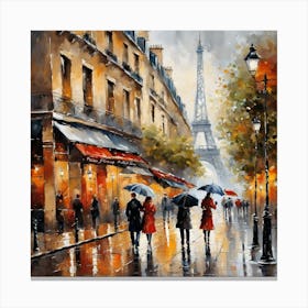 Paris Street Rainy Day Painting (14) Canvas Print