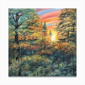 Sunset In The Woods 6 Canvas Print