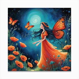 Fairy In A Field Of Poppies Canvas Print