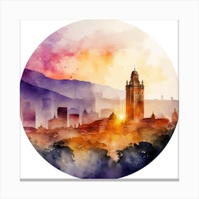 Cityscape Of Barcelona.A fine artistic print that decorates the place. Canvas Print
