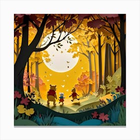 Winnie The Pooh Paper Cut Canvas Print