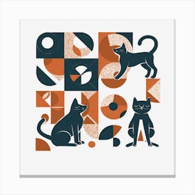 Cats And Geometric Shapes Canvas Print