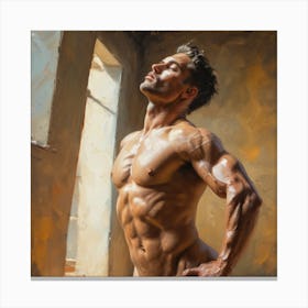 Nude Bodybuilder Dancing Canvas Print