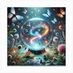 Snow Globe With Butterflies Canvas Print