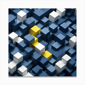 Blue And Yellow Cubes Canvas Print