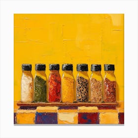 Spices On A Shelf Yellow 2 Canvas Print