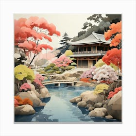 Ryokan Ji Garden Japan Modern Illustration 1 Art Print 1 Canvas Print