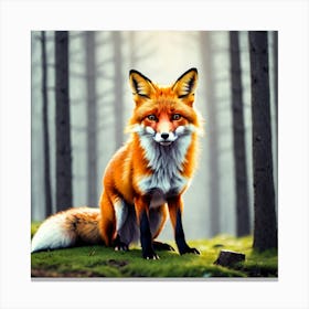 Fox In The Forest 5 Canvas Print