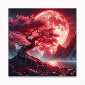 Asian Tree With Moon Canvas Print