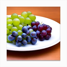 Various Fruits And Green Grapes On A Plate A Calm Background And Water Drops Falling On It (1) Canvas Print