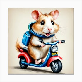 Hamster On A Scooter 6 Canvas Print