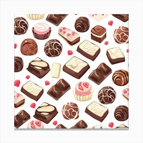 Sweets And Chocolates Seamless Pattern 2 Canvas Print