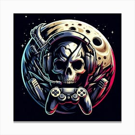 Skull With Game Controllers Canvas Print