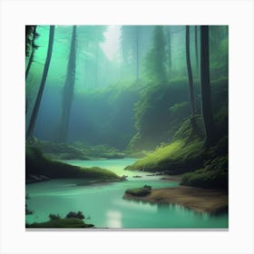 River In The Forest Canvas Print