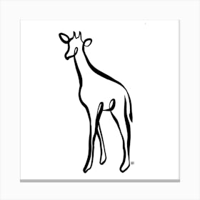 The Naked Giraffe Square Canvas Line Art Print