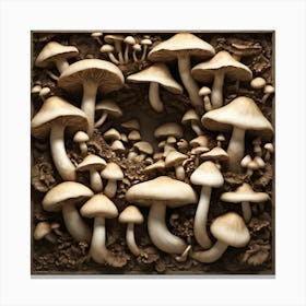 Mushrooms In A Frame 2 Canvas Print