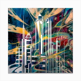 Cityscape Stencil And Abstract Art Print Canvas Print