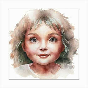 Watercolor Portrait Of A Girl 3 Canvas Print