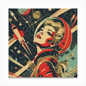 Soviet Themed Astronaut Woman Canvas Print