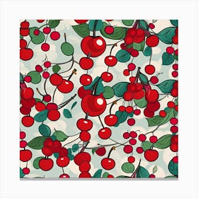 Seamless Pattern With Cherries Canvas Print