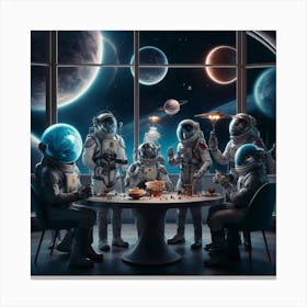 Astronauts At A Table Canvas Print