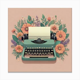 Typewriter With Flowers Stampe su tela