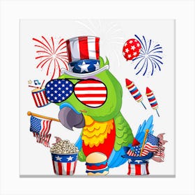 Trending Funny Parrot American Flag Sunglasses 4th Of Canvas Print