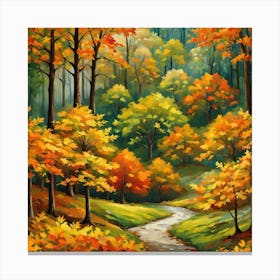 Forest In Autumn In Minimalist Style Square Composition 157 Canvas Print