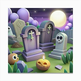 Halloween Graveyard Canvas Print