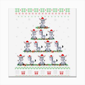 Matching Ugly Christmas Ornament Decor Xmas Donkey Tree 1 Canvas Print