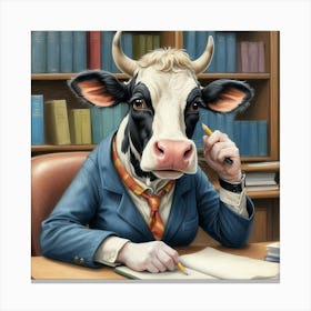 Cow In A Suit 5 Canvas Print