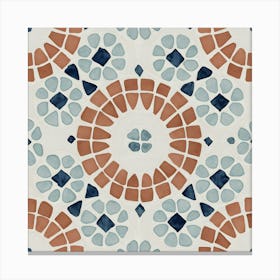 Moroccan Tile, Oriental Art, North African Ethnic Decor in Blue and Orange 4 Canvas Print