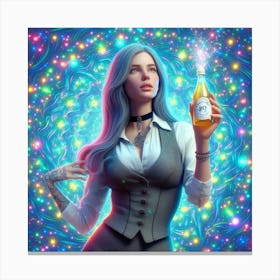Woman Holding A Bottle Of Wine Canvas Print