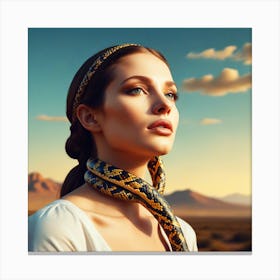Woman With A Snake Canvas Print