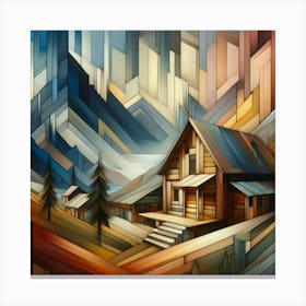 A mixture of modern abstract art, plastic art, surreal art, oil painting abstract painting art e
wooden huts mountain montain village Canvas Print