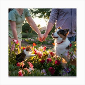 Family Portrait In The Garden Canvas Print