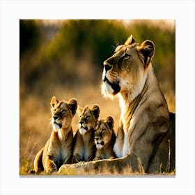 Lions And Cubs Canvas Print