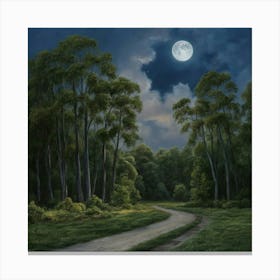 William Morris Print Night Forest Moon 4 Canvas Print