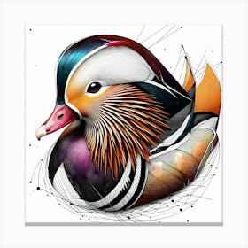 Mandarin Duck Creative Color Drawing - Wild Bird Artwork 105 Canvas Print