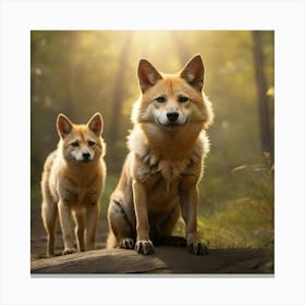 Two Kangaroos In The Forest Canvas Print