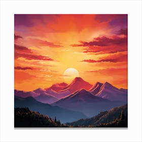 Sunset Over Mountains Canvas Print