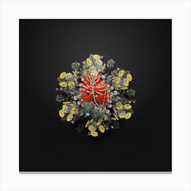 Vintage Naked Flowering Erythrina Floral Wreath on Wrought Iron Black n.0247 Canvas Print