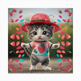 Strawberry Kitten Canvas Print