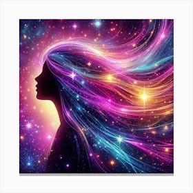 Woman With Long Hair In Space Canvas Print