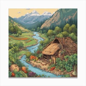 99816 Hut On Mountain Wa Landscape With Vegetables, Tree Xl 1024 V1 0 Canvas Print