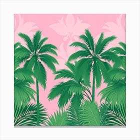 Pink And Green Palm Trees Canvas Print