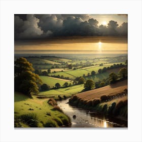 Sunset Over A Valley Canvas Print