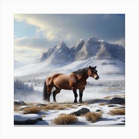 Horse In The Snow Canvas Print