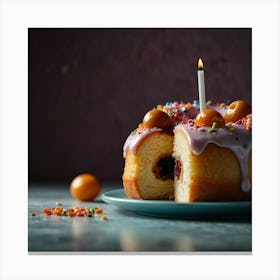 Donut With A Candle Canvas Print